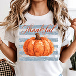Thankful Striped Pumpkin DTF Transfer DTF Heat Press Transfer from Sweet Tee Transfers