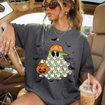 Boy Ghost with Hat and Pumpkin DTF Transfer DTF Heat Press Transfer from Sweet Tee Transfers
