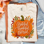 Grateful Thankful Blessed Pumpkin DTF Transfer DTF Heat Press Transfer from Sweet Tee Transfers