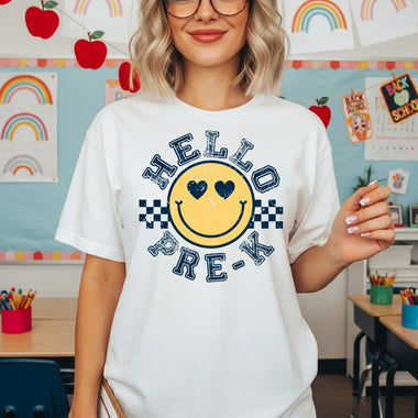 Checkered Smiley Pre-K DTF Transfer DTF Heat Press Transfer from Sweet Tee Transfers