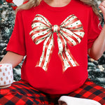 Striped Christmas Bow DTF Transfer DTF Heat Press Transfer from Sweet Tee Transfers