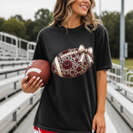 Dark Red Floral Football DTF Transfer – Coquette DTF Heat Press Transfer from Sweet Tee Transfers