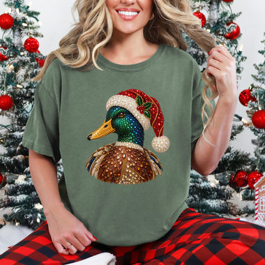 Christmas Mallard Rhinestone DTF Transfer DTF Heat Press Transfer from Sweet Tee Transfers