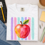 Apple Striped Watercolor DTF Transfer DTF Heat Press Transfer from Sweet Tee Transfers