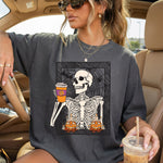 Skeleton Pumpkin Spice Coffee Halloween DTF Transfer DTF Heat Press Transfer from Sweet Tee Transfers