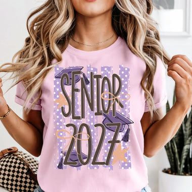 Senior 2027 Striped DTF Transfer DTF Heat Press Transfer from Sweet Tee Transfers