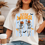Stay Weird Skelly Pumpkin Head Striped DTF Transfer DTF Heat Press Transfer from Sweet Tee Transfers