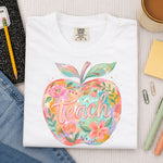 Teach Pastel Apple DTF Transfer DTF Heat Press Transfer from Sweet Tee Transfers