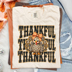 Thankful Stacked Leopard Turkey DTF Transfer DTF Heat Press Transfer from Sweet Tee Transfers