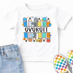 Custom Blue Pencils Back to School Split Name DTF Transfer DTF Heat Press Transfer from Sweet Tee Transfers
