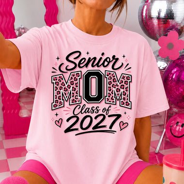 Senior Mom Pink Cheetah Class of 2027 DTF Transfer DTF Heat Press Transfer from Sweet Tee Transfers