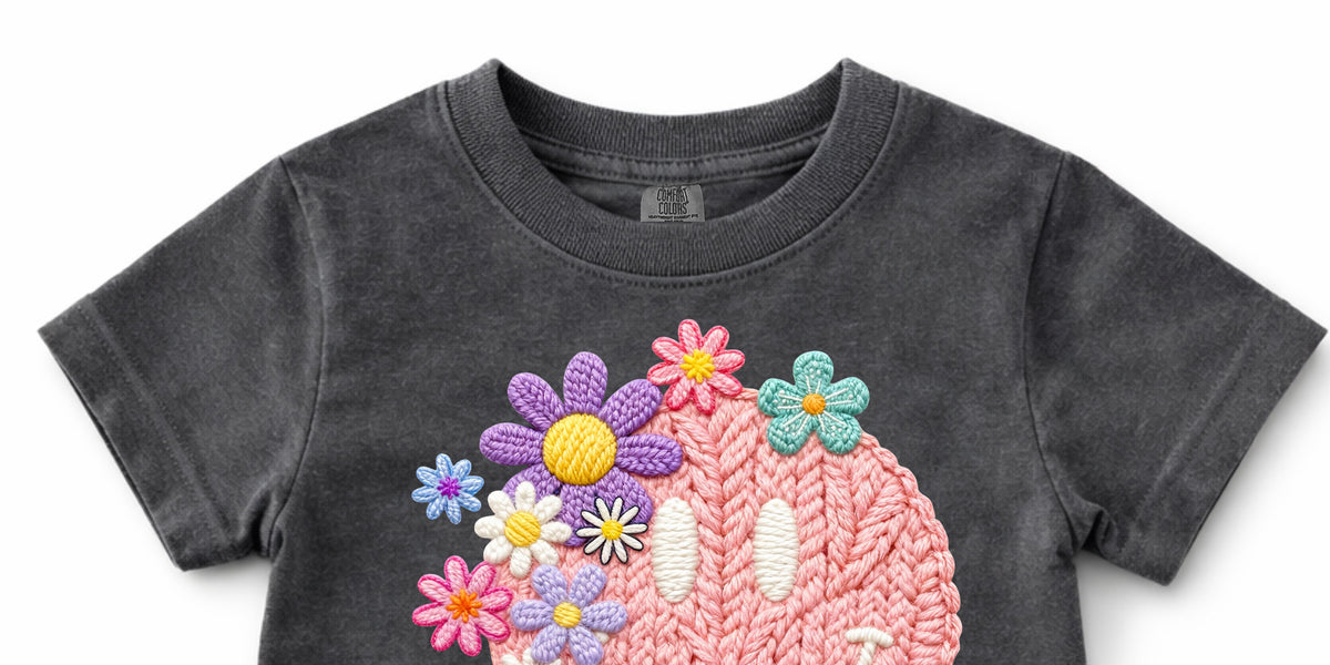 Graduation Gangs Faux Yarn Floral Smiley Face Ready to Press DTF Transfer – Sweet Tee ...