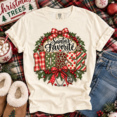 Santa's Favorite Nurse DTF Transfer DTF Heat Press Transfer from Sweet Tee Transfers