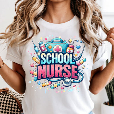 School Nurse with Bag DTF Transfer DTF Heat Press Transfer from Sweet Tee Transfers