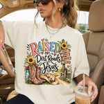 Raised on Dirt Roads and Jesus DTF Transfer DTF Heat Press Transfer from Sweet Tee Transfers