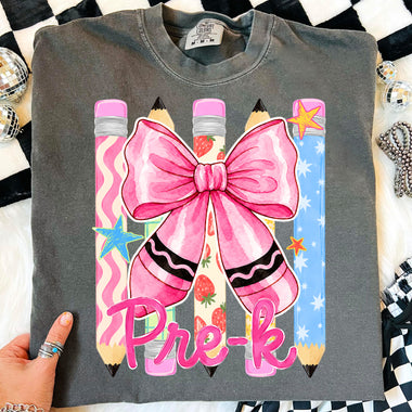 Pink Bow Pre-K DTF Transfer DTF Heat Press Transfer from Sweet Tee Transfers
