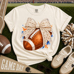 Orange and Blue Lace Bow Football DTF Transfer – Coquette DTF Heat Press Transfer from Sweet Tee Transfers