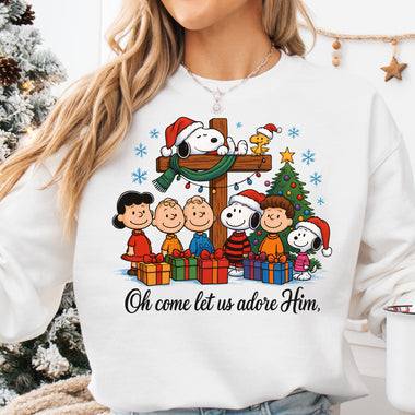 Oh Come Let Us Adore Him Peanuts DTF Transfer DTF Heat Press Transfer from Sweet Tee Transfers