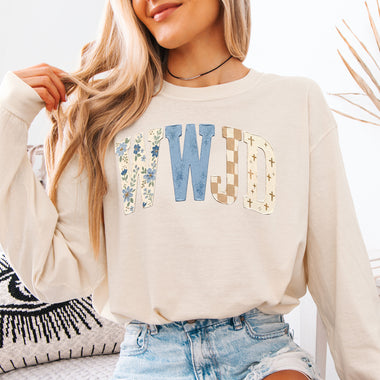 WWJD Boho Floral Checkered DTF Transfer DTF Heat Press Transfer from Sweet Tee Transfers