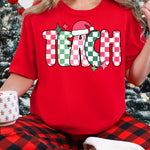 Teach Christmas Checkered DTF Transfer DTF Heat Press Transfer from Sweet Tee Transfers