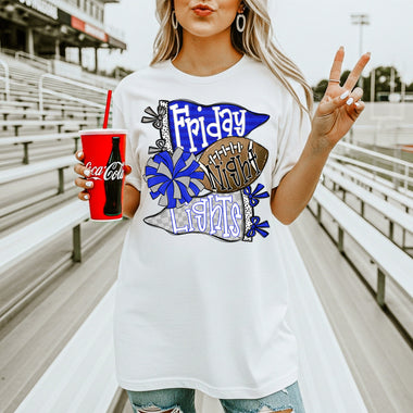 Friday Night Lights Royal and Silver DTF Transfer DTF Heat Press Transfer from Sweet Tee Transfers