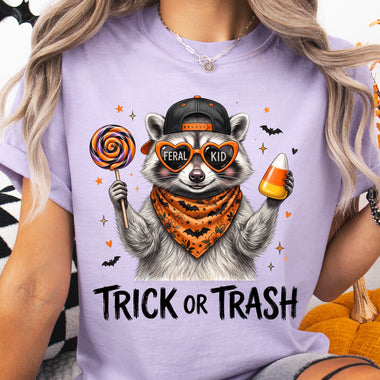 Trick or Trash Feral Kid Raccoon DTF Transfer DTF Heat Press Transfer from Sweet Tee Transfers