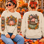 Hello Fall Pumpkin Front Back and Sleeves DTF Transfer DTF Heat Press Transfer from Sweet Tee Transfers