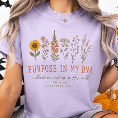Purpose in My DNA Called According to His Will Ephesians 1:9 Wildflower DTF Transfer DTF Heat Press Transfer from Sweet Tee Transfers