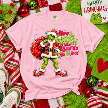 How the Grinch Stole Santa's Ho Ho Hos DTF Transfer DTF Heat Press Transfer from Sweet Tee Transfers