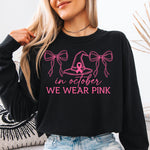 in October We Wear Pink Witch Hat DTF Transfer DTF Heat Press Transfer from Sweet Tee Transfers