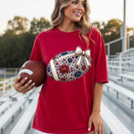 Red and Blue Floral Football DTF Transfer – Coquette DTF Heat Press Transfer from Sweet Tee Transfers