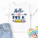 Hello Pre-K with Pencil DTF Transfer DTF Heat Press Transfer from Sweet Tee Transfers