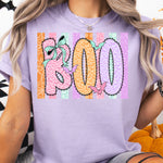 Boo with Colorful Stripes DTF Transfer DTF Heat Press Transfer from Sweet Tee Transfers