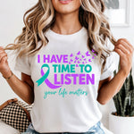 I Have Time to Listen Teal Purple Ribbon DTF Transfer DTF Heat Press Transfer from Sweet Tee Transfers