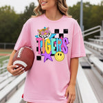 Tigers School Mascot DTF Transfer – Checkered Design DTF Heat Press Transfer from Sweet Tee Transfers