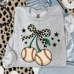 Baseball Cherry Bow DTF Transfer DTF Heat Press Transfer from Sweet Tee Transfers