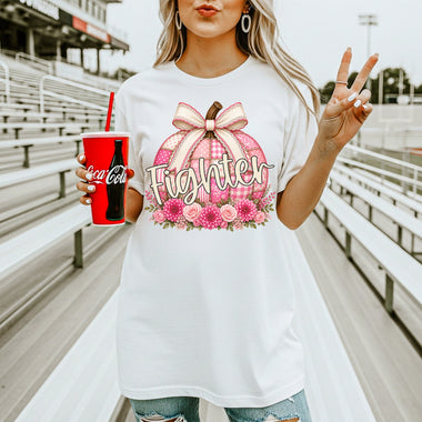 Fighter Quilted Pumpkin Breast Cancer Awareness DTF Transfer DTF Heat Press Transfer from Sweet Tee Transfers
