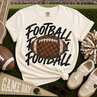 Football Stacked Checkered Football DTF Transfer DTF Heat Press Transfer from Sweet Tee Transfers