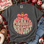 Retro Merry and Bright Ornament DTF Transfer DTF Heat Press Transfer from Sweet Tee Transfers
