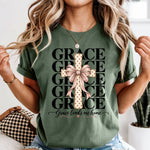 Grace Stacked Cross with Bow DTF Transfer DTF Heat Press Transfer from Sweet Tee Transfers