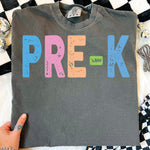 Back to School Pastel Bold Letters Pre-K DTF Transfer DTF Heat Press Transfer from Sweet Tee Transfers