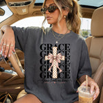 Grace Stacked Cross with Bow DTF Transfer DTF Heat Press Transfer from Sweet Tee Transfers