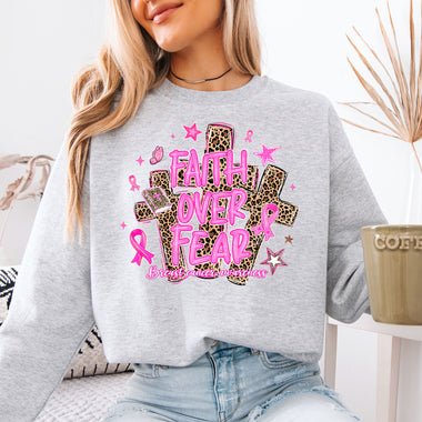 Faith Over Fear Breast Cancer Awareness DTF Transfer DTF Heat Press Transfer from Sweet Tee Transfers