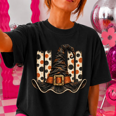 Witch Hat Polkadot Stripe DTF Transfer DTF Heat Press Transfer from Sweet Tee Transfers
