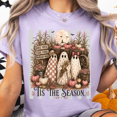 'Tis the Season Pink Fall Ghost DTF Transfer DTF Heat Press Transfer from Sweet Tee Transfers