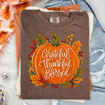 Grateful Thankful Blessed Pumpkin DTF Transfer DTF Heat Press Transfer from Sweet Tee Transfers
