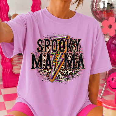 Spooky MAMA Cheetah Lightning Bolt DTF Transfer DTF Heat Press Transfer from Sweet Tee Transfers