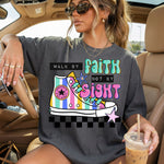 Walk by Faith Not by Sight Checkered DTF Transfer DTF Heat Press Transfer from Sweet Tee Transfers