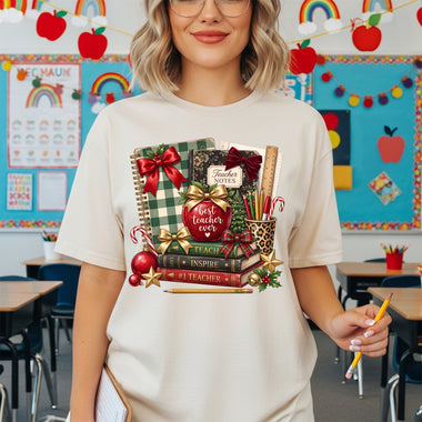 Best Teacher Ever Christmas DTF Transfer DTF Heat Press Transfer from Sweet Tee Transfers