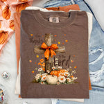Give Thanks to the Lord Fall Cross DTF Transfer DTF Heat Press Transfer from Sweet Tee Transfers